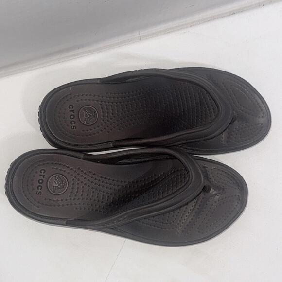 Crocs Brown Tan Classic Platform Retro Gorpcore Waterproof Wedge Flip Flops Sz 6 - Picture 3 of 15